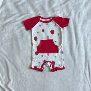 Kyte Baby Red & White Strawberry Pocket Baby Romper